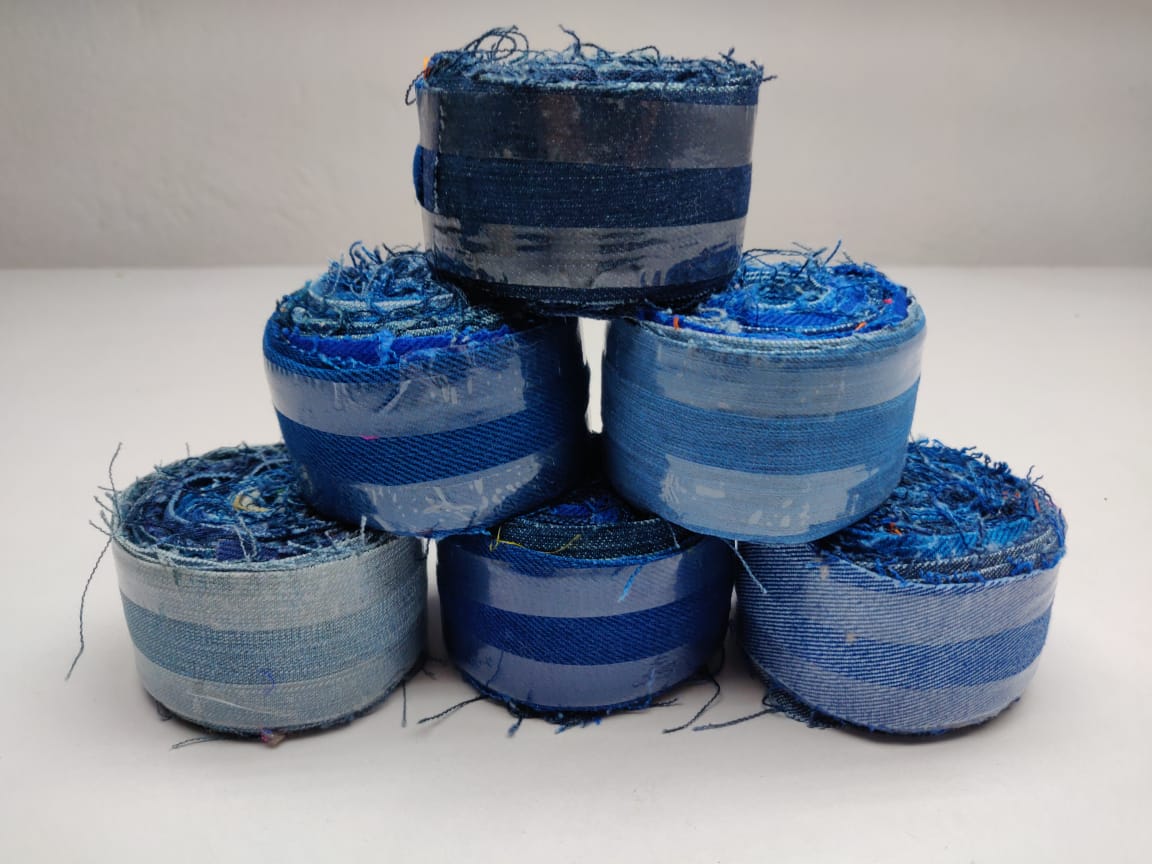 China Manufacturer Blue Denim Ribbon Rolls Printed with Anchor